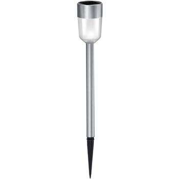 Preview: Solar garden lamp made of stainless steel, with ground spike, 36 cm, silver