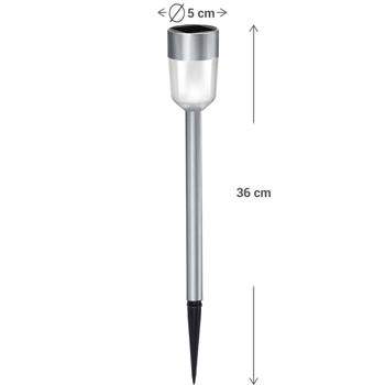Preview: Solar garden lamp made of stainless steel, with ground spike, 36 cm, silver