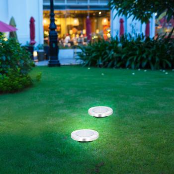 Preview: Luce solare a terra in acciaio inox, con picchetto a terra, Ø 12 x 12 cm