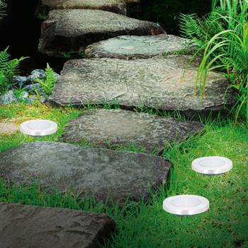 Preview: Lot de 2 Lampes Solaires au Sol en Acier Inoxydable - Éclairage LED pour Jardin, Allée, Terrasse - Ø 12x12cm - Capteur Auto - CH7516