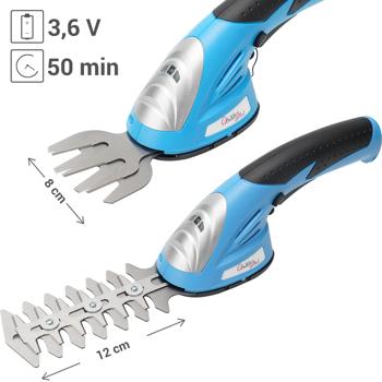 Preview: Cisaille sans fil 2-en-1 taille-herbe et sculpte-haie – 1100 tr/min, lames interchangeables, écran batterie, manche ergonomique