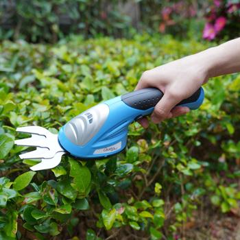 Preview: Cordless grass and shrub shears, 1100 rpm, replaceable grass and shrub cutting blade, charge level indicator, ergonomic handle, safety switch