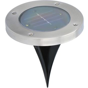 Preview: 12er-Set Solar Bodenleuchte - Edelstahl mit Erdspiess - 4x SMD LED - Bis zu 8h Leuchtdauer - Ø 12x13 cm - Ideal für Gartenweg & Terrasse