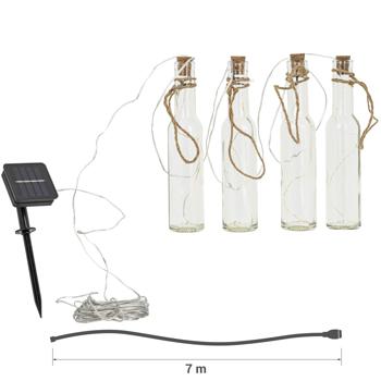 Preview: Guirlande lumineuse solaire LED pour bouteilles - Décoration jardin, balcon, terrasse - Lumière blanc chaud 4 bouteilles 12 LED - Extérieur