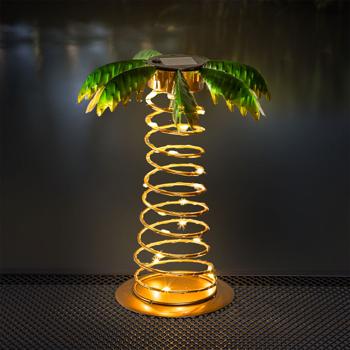 Preview: Palmier Solaire LED - Décoration Jardin & Balcon, Ambiance Estivale - 20 LED Blanc Chaud, 26x26x31cm, Énergie Solaire