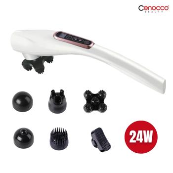 Preview: Masseur à Batterie Sans Fil - Massage Profond Polyvalent Corps - 6 Têtes Interchangeables, 12 Modes, Autonomie 2h - Blanc