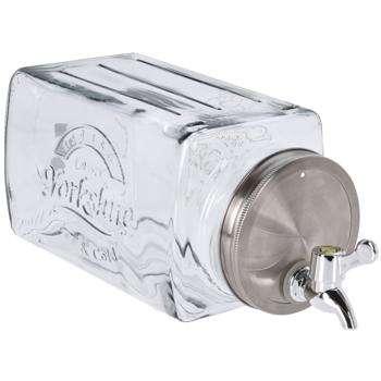 Preview: Dispenser per bevande in vetro – capacità 3 litri con rubinetto e coperchio – ideale per punch, limonata e acqua – igienico e di stile
