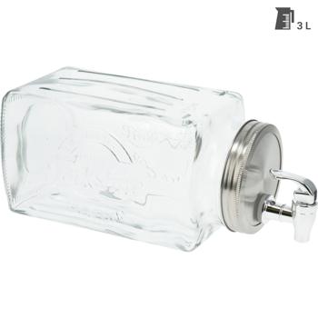 Preview: set of 2 glass drinks dispensers with lid, 3 l, square