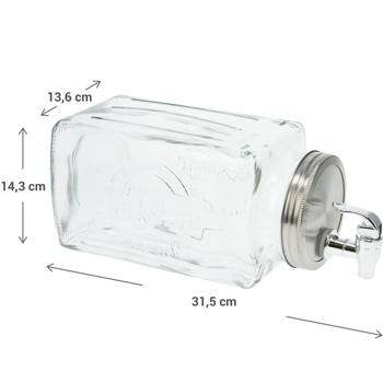 Preview: set of 2 glass drinks dispensers with lid, 3 l, square
