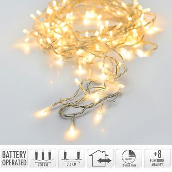 Preview: Fata LED con 8 modalità di luce e timer, 7 m, a batteria, IP44, bianco caldo Preview: Fata LED con 8 modalità di luce e timer, 7 m, a batteria, IP44, bianco caldo