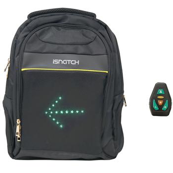 Preview: LED Blinker-Rucksack: Leuchtende Pfeile, sicher, schwarz, mit Notebook-Fach & Fernbedienung – Sichtbare Sicherheit für Fussgänger, Radfahrer & Pendler