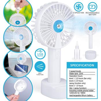 Preview: set of 2 spray fans with Hay holder, hand fan, rechargeable battery