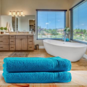 Preview: 2er-Set Duschtücher - 100% luxuriöse Baumwolle - Kuschelweich, saugstark, schnell trocknend für Ihr Bad - 70x140 cm, türkis, Öko-Tex