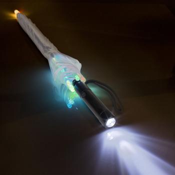 Preview: Parapluie LED transparent Ø 98 cm - Changement de couleur avec 10 LEDs, 2 modes d’éclairage - Lampe de poche intégrée