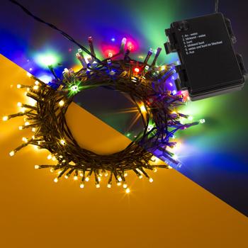 Preview: set de 2 guirlandes lumineuses pour l‘intérieur et l‘extérieur, blanc chaud et multicolore, 12,2 mètres chacune, IP44