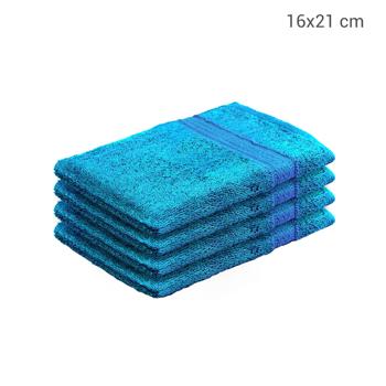 Preview: Lot de 4 gants de toilette 100% coton turquoise - Doux, moelleux, ultra absorbants, séchage rapide - 21x16cm, 500g/m² - Lavable 60°C