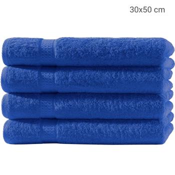 Preview: set of 4 guest towels, 30 x 50 cm, 100% luxurious cotton, with 2 borders, royal