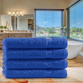 Preview: set of 4 guest towels, 30 x 50 cm, 100% luxurious cotton, with 2 borders, royal