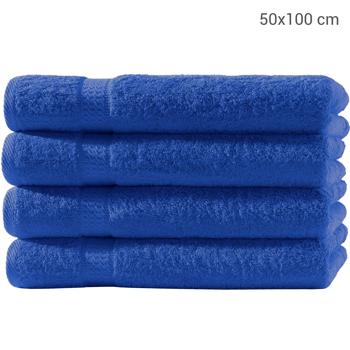 Preview: Lot 4 Serviettes Royal 50x100 cm - 100% Coton Luxueux 500 g/m² - Douces, Absorbantes, Séchage Rapide - 2 Bordures Tissées Élégantes