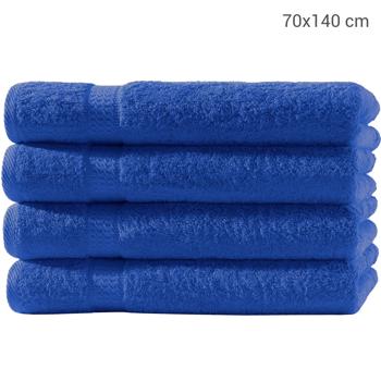 Preview: 4er-Set Duschtücher - 70x140 cm aus 100% luxuriöser Baumwolle - Kuschelweich, saugstark & schnelltrocknend - Mit 2 Bordüren, royal, maschinenwaschbar