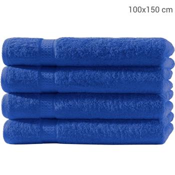 Preview: 4er-Set Badetücher royal - 100x150cm aus 100% luxuriöser Baumwolle mit 2 Bordüren - Kuschelweich, saugstark, schnelltrocknend & hautfreundlich - ca. 500 g/m²