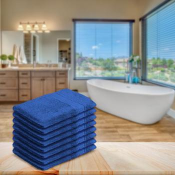 Preview: 8er-Set Waschhandschuhe 100% Baumwolle Frottee - Saugstark, strapazierfähig & schnelltrocknend - 21x16 cm, 500 g/m² - Waschbar 60°C, royal