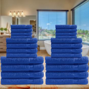 Preview: Set de 24 Serviettes Éponge Royale - 8 invités-8 main-8 bain - 100% Coton Luxueux Ultra Doux & Absorbant - Lavable 60°C