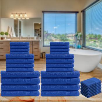 Preview: Set 32 Serviettes Éponge Royal - Douces, Moelleuses & Très Absorbantes - 100% Coton 500 g/m² - Lavable Machine 60°C - Sèche-Linge