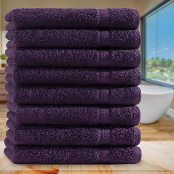 Preview: 8er-Set Gästetücher 30x50 cm - 100% luxuriöse Baumwolle - kuschelweich, saugstark, schnell trocknend - 2 Bordüren, aubergine, 500 g/m² - maschinenwaschbar