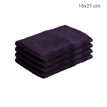 Preview: Lot de 4 gants de toilette 100% coton - doux, moelleux, très absorbants, avec dragonne - aubergine - env. 21x16cm, 500 g/m² - Lavable 60°C