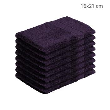Preview: 8er-Set Waschhandschuhe Frottee - 100% Baumwolle, flauschig weich & saugstark - Mit Schlaufe, 60°C waschbar - Aubergine, 21x16cm, 500g/m²