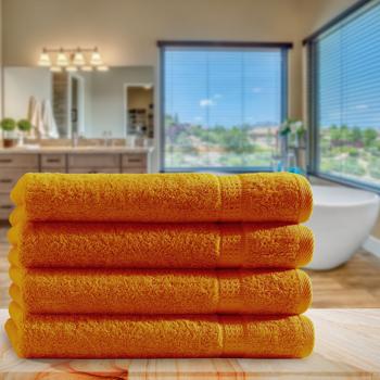 Preview: 4er-Set Gästetücher - Luxuriöse 100% Baumwolle, 30x50 cm, Terra - Saugstark, kuschelweich & schnelltrocknend mit Bordüren