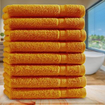 Preview: 8er-Set Gästetücher - luxuriöse 100% Baumwolle, 30x50 cm, 500 g/m² - weich, saugstark, schnelltrocknend - 2 Bordüren, terra - für Bad, Gästezimmer