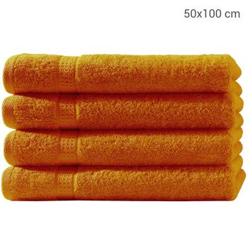 Preview: Lot de 4 Serviettes en Coton Luxueux - Douces, Très Absorbantes & Sèchent Rapidement - 50x100 cm Terra - 2 Bordures Tissées