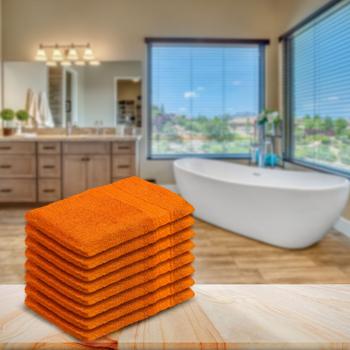 Preview: 8er-Set Waschhandschuhe Frottee - 100% Baumwolle, flauschig & saugstark, 21x16cm, 500g/m² - Mit Schlaufe, terra, waschbar 60°C