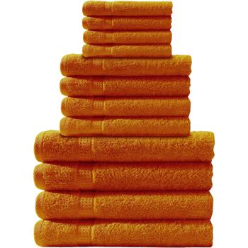 Handtuchset 12-teilig, je 4 Gäste-, Hand- und Badetücher, 100% Baumwolle, terra