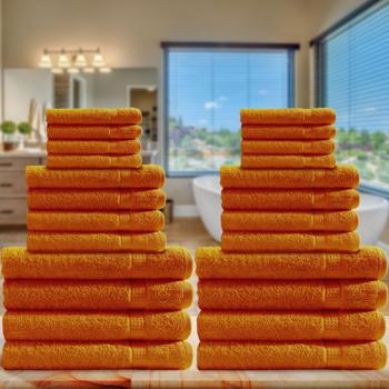 Preview: Set de 24 serviettes 100% coton Terra - 8 invités, 8 mains, 8 bains - Douces, absorbantes, séchage rapide, lavables 60° - Épaisses 500g/m²