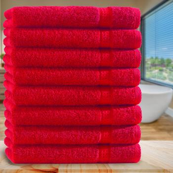 Preview: 8er-Set Gästetücher Rot 30x50 cm - 100% luxuriöse Baumwolle, kuschelweich & saugstark - OEKO-TEX Standard 100 - Für Bade- & Gästezimmer