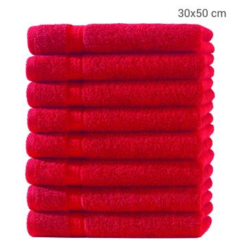 Preview: 8er-Set Gästetücher Rot 30x50 cm - 100% luxuriöse Baumwolle, kuschelweich & saugstark - OEKO-TEX Standard 100 - Für Bade- & Gästezimmer