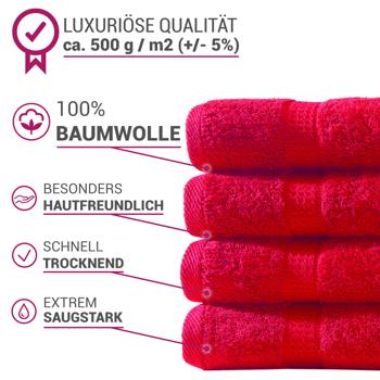 Preview: Luxuriöses 16-teiliges Frottee-Handtuchset: 500g/m², Rot – Gäste-, Hand-, Badetücher & Waschlappen, Premium-Qualität für Ihr Badezimmer