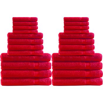 Preview: Set de serviettes 24 pièces - Coton luxe 500g/m² - Doux, absorbant, séchage rapide - Rouge, 8 invités, 8 mains, 8 bain - OEKO-TEX Standard 100