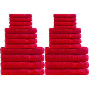 Preview: Set de Serviettes 24 pièces Rouge - Coton Luxueux Absorbant Séchage Rapide - 8x Invitées 8x Toilettes 8x Douche - OEKO-TEX Standard 100 Lavable 60°C