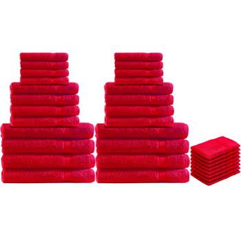 Preview: Set 32 Serviettes Éponge Rouge - Coton Luxueux Doux Moelleux Absorbant Sèche Rapidement - 8 Invités-8 Bain-8 Douche-8 Gants - OEKO-TEX