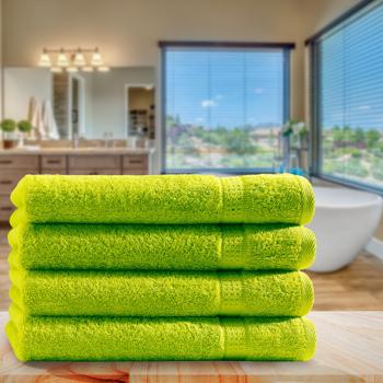 Preview: Serviettes de Bain 100% Coton Luxueux - Lot de 4 Moelleuses, Très Absorbantes & Séchage Rapide - 50x100cm - Vert Pomme - 2 Bordures