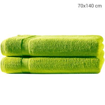 Preview: Lot 2 Draps de Douche Vert Pomme - 70x140 cm, 100% Coton Luxueux 500 g/m² - Très Absorbants, Doux & Séchage Rapide