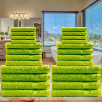 Preview: Set de Serviettes 24 Pièces - 8 Invités, 8 Mains, 8 Douche - 100% Coton 500 g/m² - Vert Pomme - Doux, Absorbant, Séchage Rapide