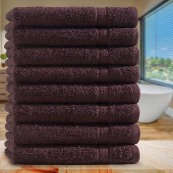 Preview: 8er-Set Gästetücher 30x50 cm - 100% luxuriöse Baumwolle, 500 g/m², braun, 2 Bordüren - Kuschelweich, saugstark, OEKO-TEX Standard 100