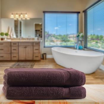 Preview: Lot de 2 Draps de Douche Marron - 100% Coton Luxueux 500 g/m² - 70x140 cm Ultra Absorbants - Douceur, Séchage Rapide