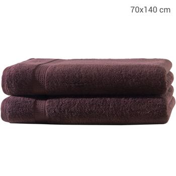 Preview: Lot de 2 Draps de Douche Marron - 100% Coton Luxueux 500 g/m² - 70x140 cm Ultra Absorbants - Douceur, Séchage Rapide