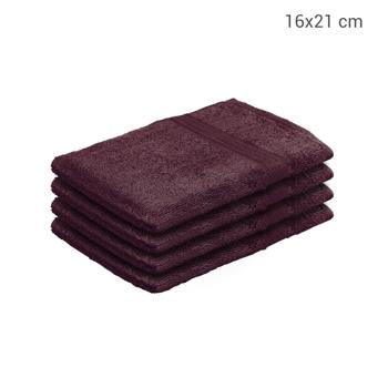 Preview: lot de 4 gants de toilette 100% coton, gant de toilette avec dragonne, marron